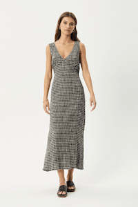 AFENDS Asta Seersucker Maxi Dress Steel Check