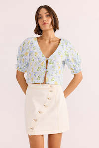 Clothing: MINKPINK Tabitha Wave Button Mini Skirt White