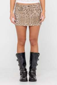 RUSTY Cheater Cheater Low Rise Micro Skirt Leopard