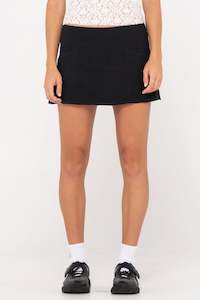 RUSTY Percy Plaid Low Rise Mini Skirt Black