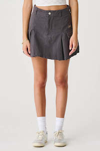 Clothing: MISFIT Waterpipe Pleated Skirt Charcoal