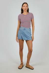 ALL ABOUT EVE Eve Rib Stripe Tee Navy