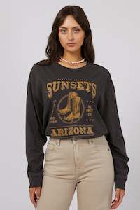 ALL ABOUT EVE Birdie Longsleeve Tee Washed Black