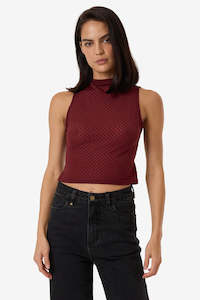 THRILLS Petra Mesh Top Dark Cherry