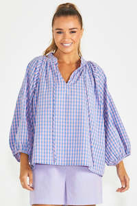 SASS Phillipa Top Blue Pink Gingham