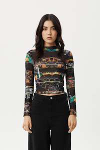 AFENDS Astral Sheer Long Sleeve Top Black