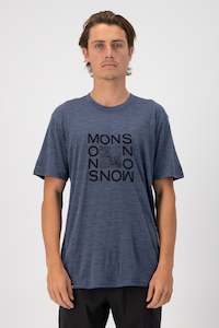 MONS ROYALE Mens Zephyr Merino Cool T Shirt Topo Square Midnight