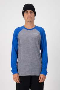 MONS ROYALE Mens Icon Raglan Sport Grey Heather Cobalt