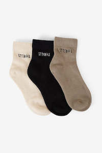 THRILLS Minimal Thrills 3 Pack Sock Brindle Black Heritage White