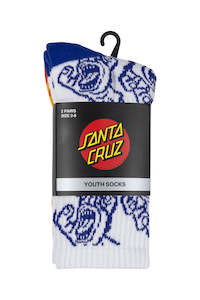 SANTA CRUZ Crowded Hand Hollow Crew Youth Sock 2Pack White Yellow