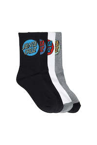 SANTA CRUZ Other Dot Crew Sock 4Pack 2-8 Black White Grey Marle