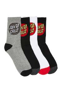 Clothing: SANTA CRUZ Classic Dot Socks Crew Sock 4Pack 7-11 Multi