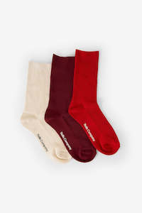 THRILLS Growing Together 3 Pack Sock Flame Red Heritage White Dark Cherry