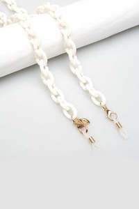 EYE ACCESSORIES Oversized Oval Link Necklace White