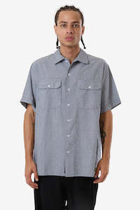 THRILLS Thrills Union Short Sleeve Stripe Work Shirt Light Petrol