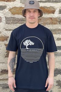 Clothing: BASE Wanaka Tree Stencil Tee Mens Navy