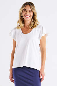 BETTY BASICS Magnolia Frill Sleeve Top White