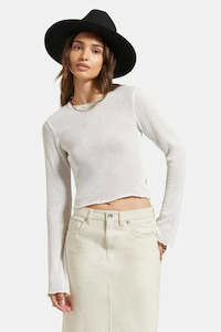 BRIXTON Sheer Knit Ls Top Off White