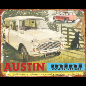 TIN SIGN Austin Mini Countryman