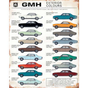 TIN SIGN  Holden Exterior Colours