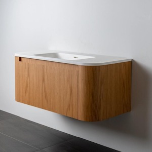 Bathroom and toilet fitting: TONDO ARCO CURVED 1000 SINGLE DRAWER WALL HUNG VANITY