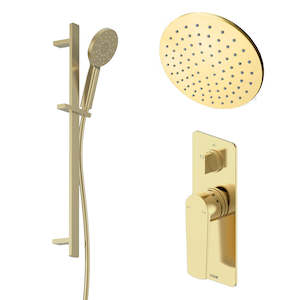 CODE PURE CONTEMPORARY RAINHEAD PACKAGE BRUSHED BRASS