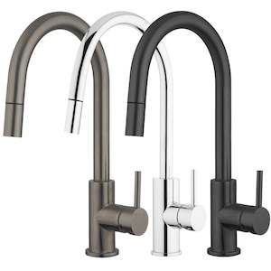 Bathroom and toilet fitting: VODA GOOSENECK MINIMALIST PULLOUT SINK MIXER  – 3 COLOURS