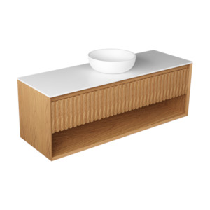 Bathroom and toilet fitting: PLATO LARGO 1500 OPEN SHELF WALL HUNG VANITY