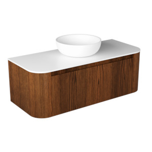 Bathroom and toilet fitting: TONDO CURVED 1200 SINGLE DRAWER WALL HUNG VANITY