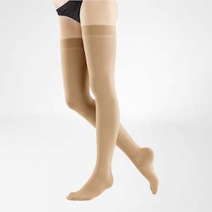 VenoTrain Impuls Compression Stockings, Thigh High, Class 2, Caramel, Silicone Border