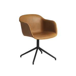 Fiber Armchair Swivel Base - Leather