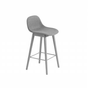 Fiber Counter Stool w.back Wood base 65cm - Fabric