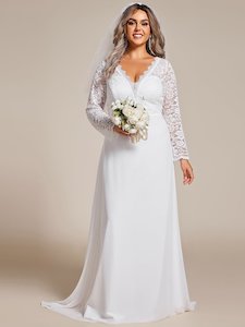 Clothing: Robin lace and chiffon wedding dress in ivory