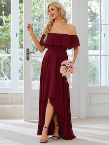 Ryley burgundy versatile off shoulder bridesmaid dress s8 Express NZ wide