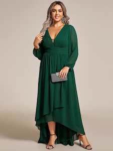 Belindy emerald chiffon long sleeve dress s18 Express NZ wide