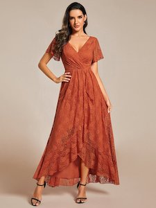 Steph burnt orange high low gown s14-16 Express NZ wide