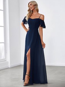 Aurora bridesmaid dress with split in navy s24 Express NZ wide