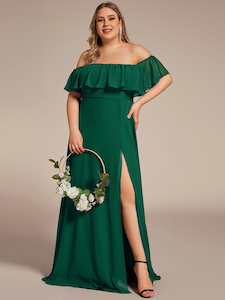 Angelina emerald off shoulder bridesmaid dress s24 Express NZ wide