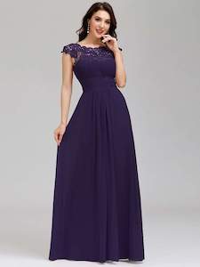 Allanah chiffon bridesmaid dress in dark purple s6 Express NZ wide