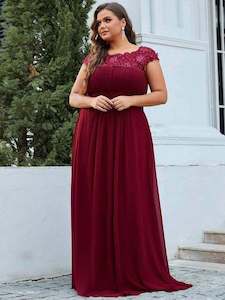 Allanah cap sleeve lace and chiffon bridesmaid dress in darker colors