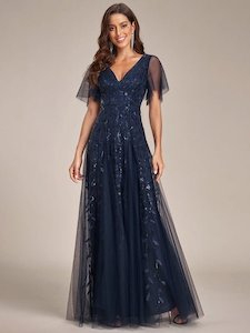 Sally sequin and tulle navy ball dress Express NZ wide