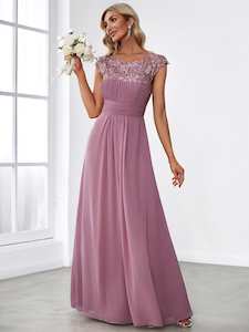 Allanah dusky rose chiffon and lace dress s22 Express NZ wide