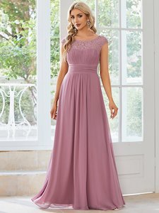 Dorothy dusky rose lace and chiffon bridesmaid dress s20-22 Express NZ wide