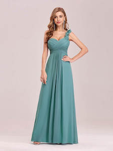 Gemma one shoulder chiffon gown in dusky blue s16 Express NZ wide