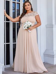 Allanah cap sleeve lace and chiffon bridesmaid dress lighter colors