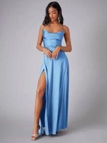 Jo ball gown with lace up back in light blue Express NZ wide