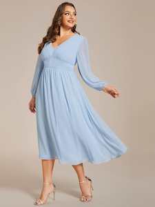 Tari knee length long sleeve chiffon dress s14 Express NZ wide