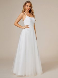 Clothing: Whisper ivory soft knit and tulle cross back wedding dress and top