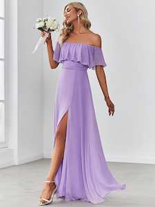 Angelina Lavender off shoulder bridesmaid dress s10-12 Express NZ wide