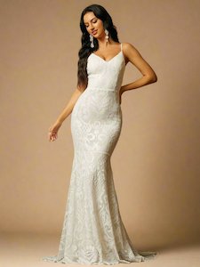 Clothing: Cinnamon sequin patterned wedding gown Express NZ wide